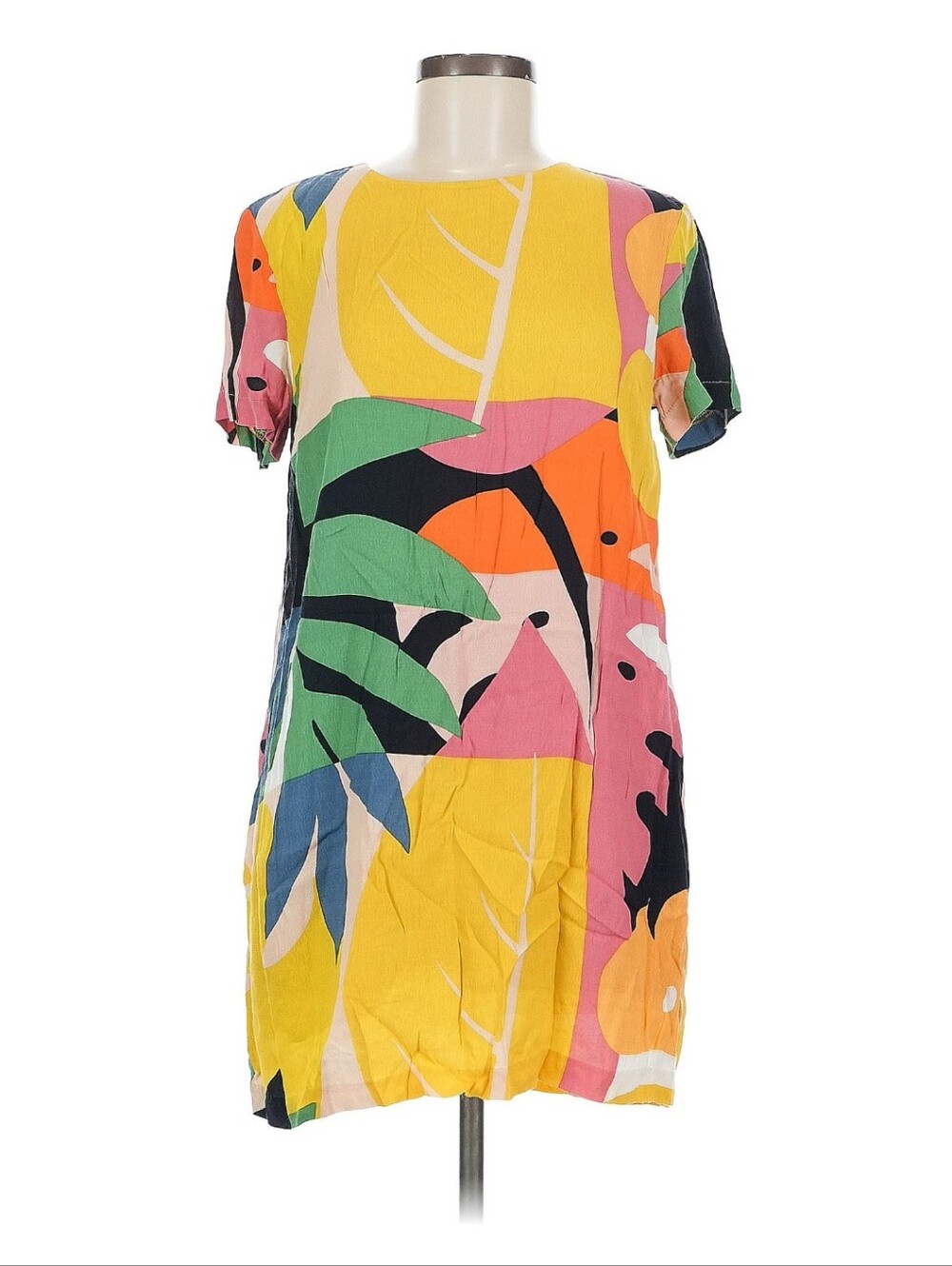 Women’s Multicolor Tropical Print Dress M (Olivaceous)